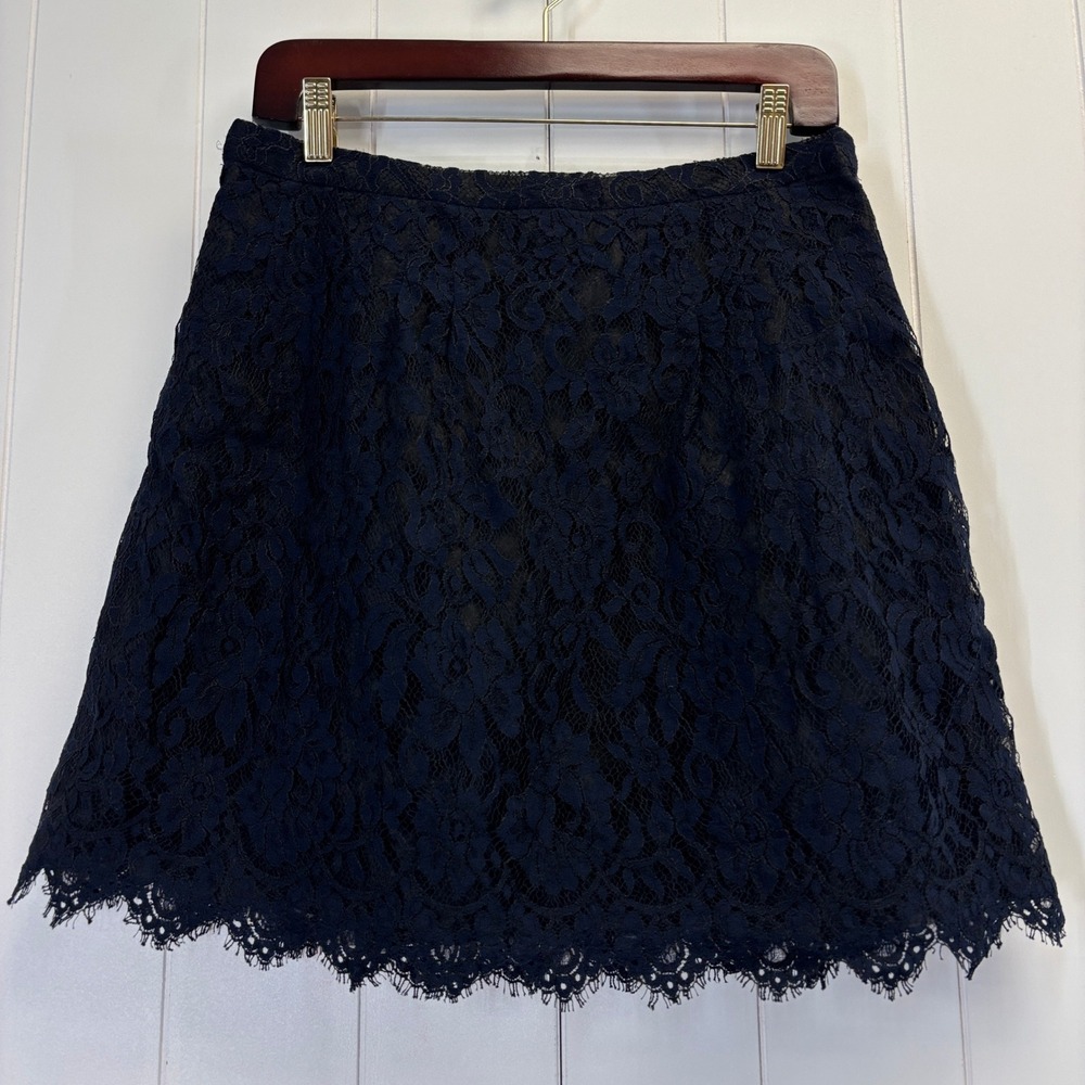 J Crew Women Cocktail Lace Scalloped Hem Skirt Size 6 Dark Romance Night Out